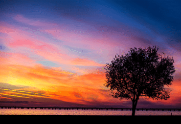 A brilliant orange sunset over St. Tammany Parish, LA